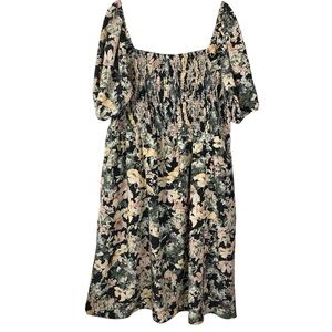 MAURICES Womens Floral Midi Dress Size 2X Boho Romantic Smocked Puff Sleeves